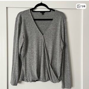 Ann Taylor Heather Gray Wrap Top
